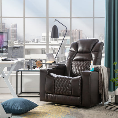 Motion Recliner with USB Charging Port and Hidden Arm Storage, Home Theater Seating with 2 Convenient Cup Holders Design and 360° Swivel Tray Table（old sku: SG000440AAA）