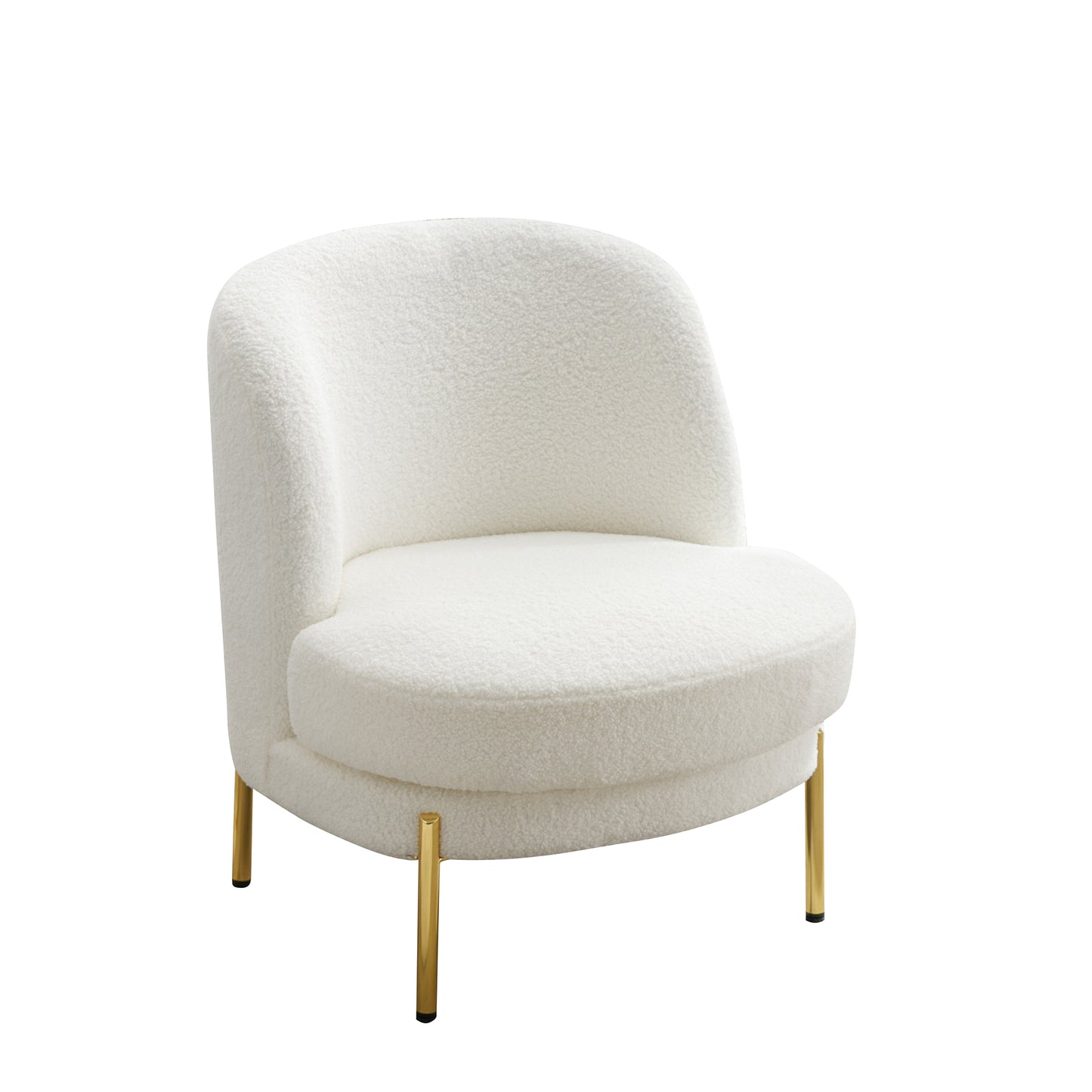 28.4&quot;W Accent Chair Upholstered Curved Backrest Reading Chair Single Sofa Leisure Club Chair with Golden Adjustable Legs For Living Room Bedroom Dorm Room (Ivory Boucle)