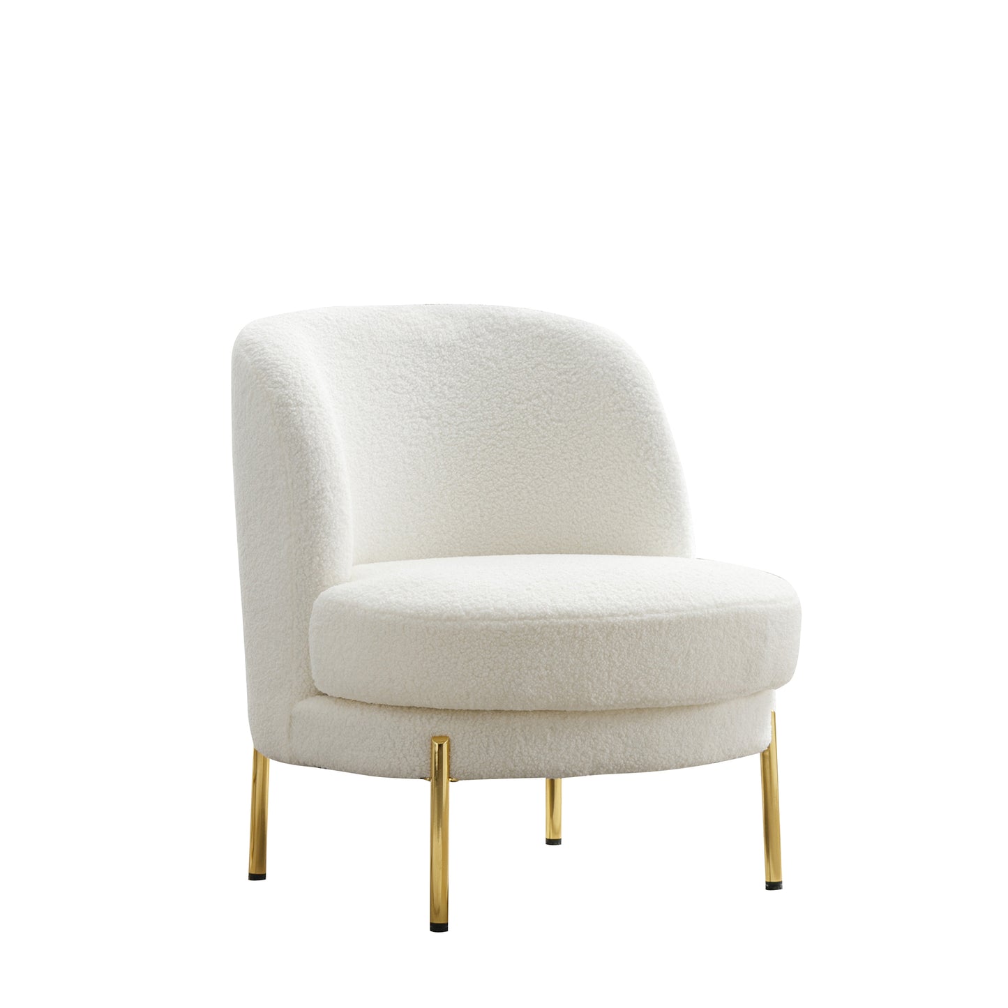 28.4&quot;W Accent Chair Upholstered Curved Backrest Reading Chair Single Sofa Leisure Club Chair with Golden Adjustable Legs For Living Room Bedroom Dorm Room (Ivory Boucle)