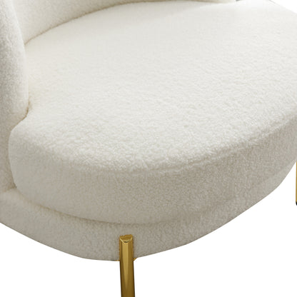 28.4&quot;W Accent Chair Upholstered Curved Backrest Reading Chair Single Sofa Leisure Club Chair with Golden Adjustable Legs For Living Room Bedroom Dorm Room (Ivory Boucle)