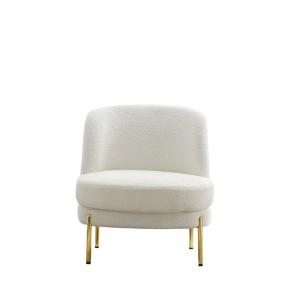 28.4&quot;W Accent Chair Upholstered Curved Backrest Reading Chair Single Sofa Leisure Club Chair with Golden Adjustable Legs For Living Room Bedroom Dorm Room (Ivory Boucle)