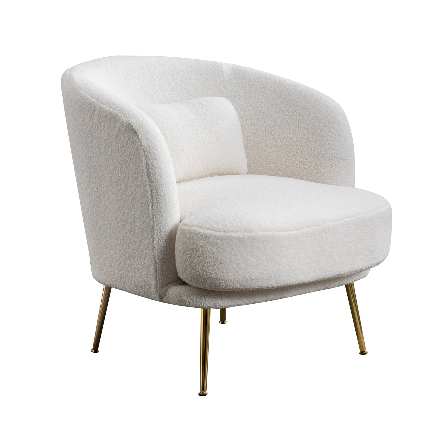 30.32&quot;W Accent Chair Upholstered Curved Backrest Reading Chair Single Sofa Leisure Club Chair with Golden Adjustable Legs For Living Room Bedroom Dorm Room (Ivory Boucle)