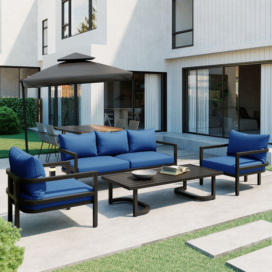 U_Style Multi-person Outdoor Steel Sofa Set, Waterproof, Anti-rust and Anti-uv, Suitable for Gardens and Lawns