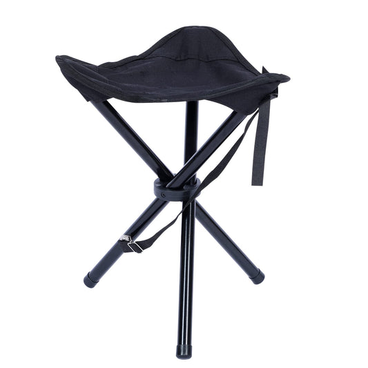 YSSOA Folding Tripod Camping Stool︱Tri-Leg Slacker Chair Super Compact for Outdoor Backpacking Fishing Picnic Travel Beach BBQ (Color: Black)