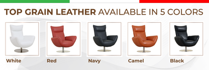 Global United Modern Genuine Italian Leather Upholstered Chair