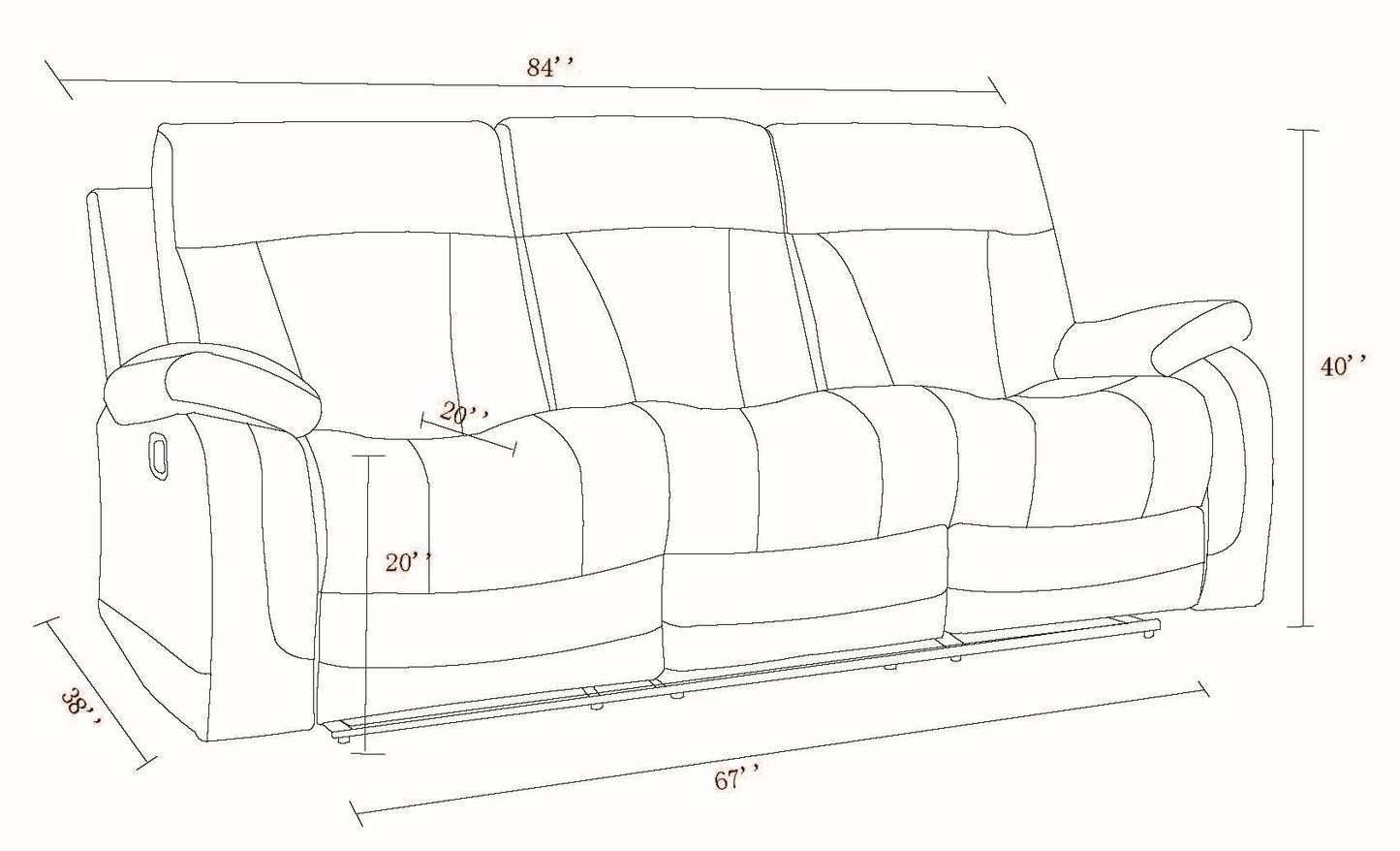 Global United Reclining Transitional Microfiber Fabric Sofa