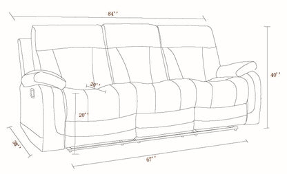 Global United Reclining Transitional Microfiber Fabric Sofa