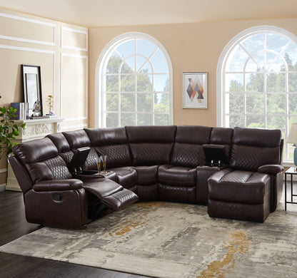 SECTIONAL MOTION SOFA BRWON (same as W223S00509 Size difference, See Details in page.)