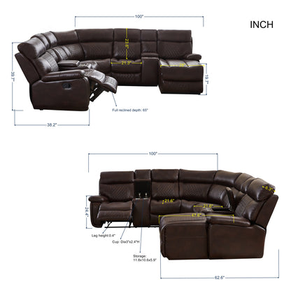 SECTIONAL MOTION SOFA BRWON (same as W223S00509 Size difference, See Details in page.)