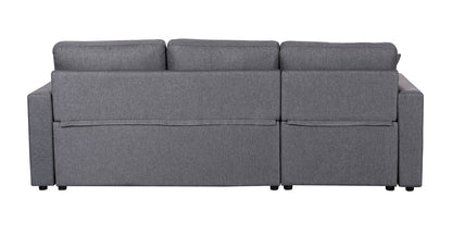 Paisley Light Gray Linen Fabric Reversible Sleeper Sectional Sofa with Storage Chaise