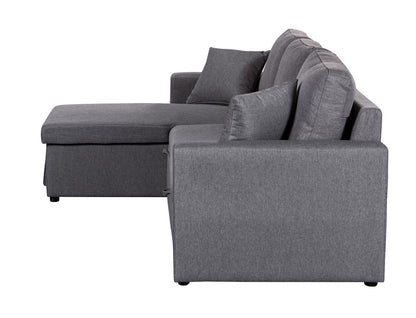 Paisley Light Gray Linen Fabric Reversible Sleeper Sectional Sofa with Storage Chaise